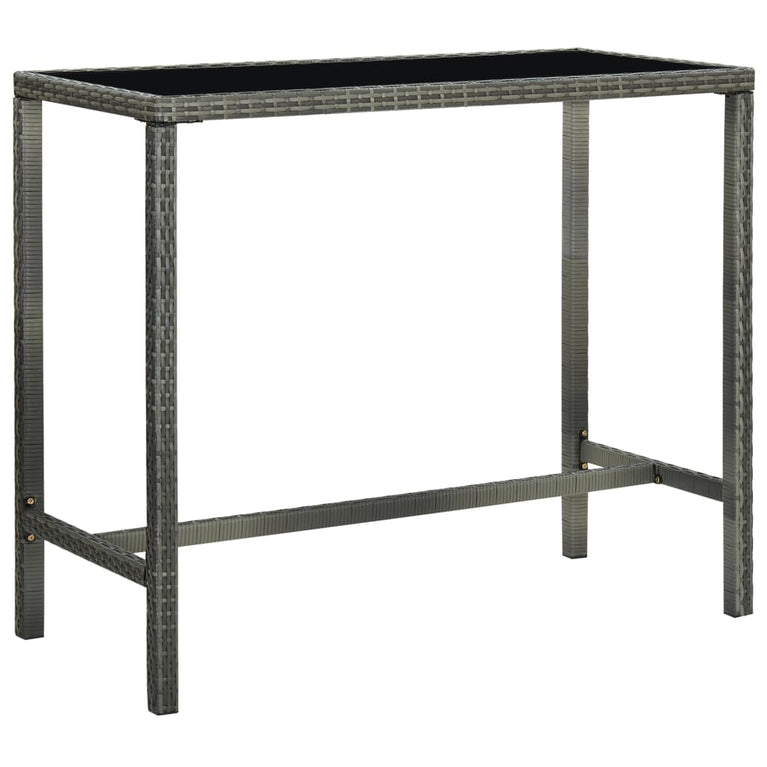 Tuinbartafel 130x60x110 cm poly rattan en glas grijs MeubelReus