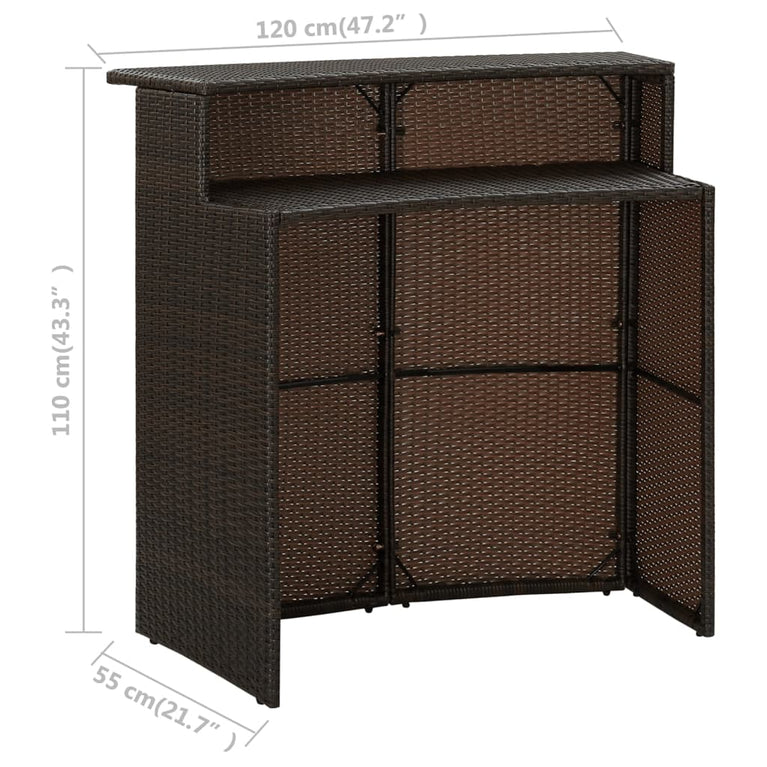 Tuinbartafel 120x55x110 cm poly rattan bruin MeubelReus