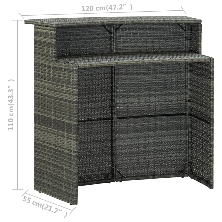 Tuinbartafel 120x55x110 cm poly rattan grijs MeubelReus