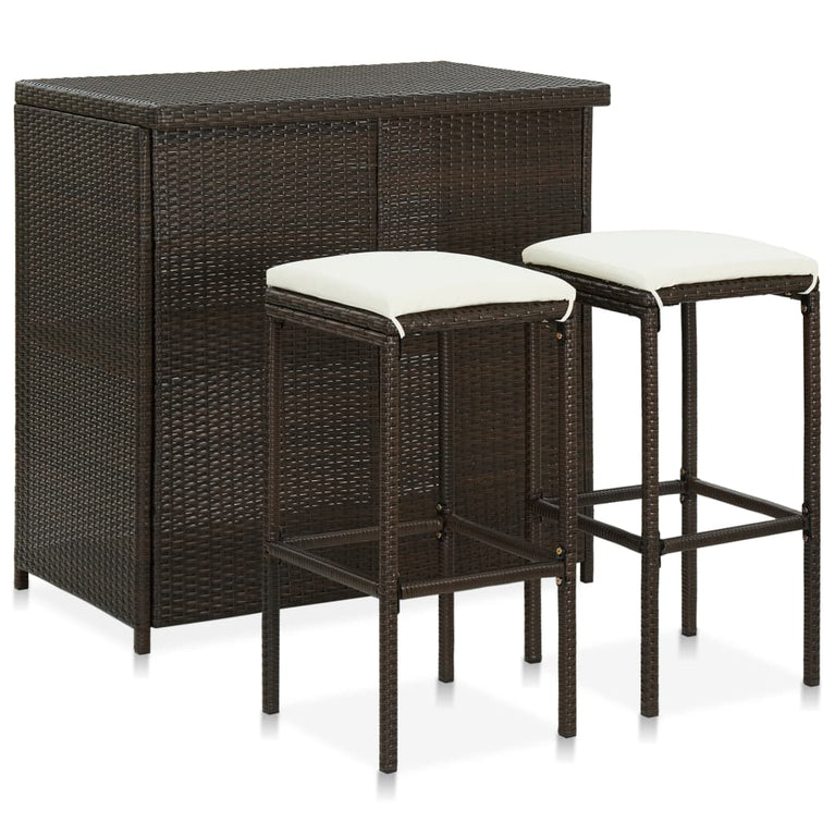 3-delige Barset poly rattan bruin MeubelReus