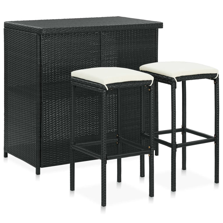 3-delige Barset poly rattan zwart MeubelReus
