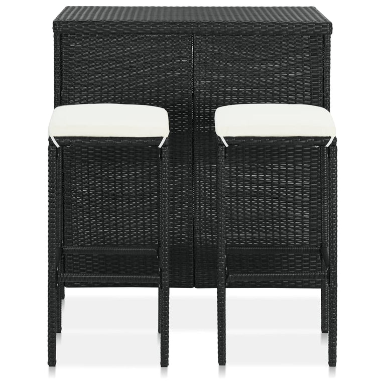 3-delige Barset poly rattan zwart MeubelReus