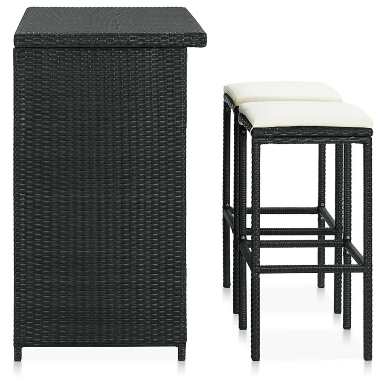 3-delige Barset poly rattan zwart MeubelReus