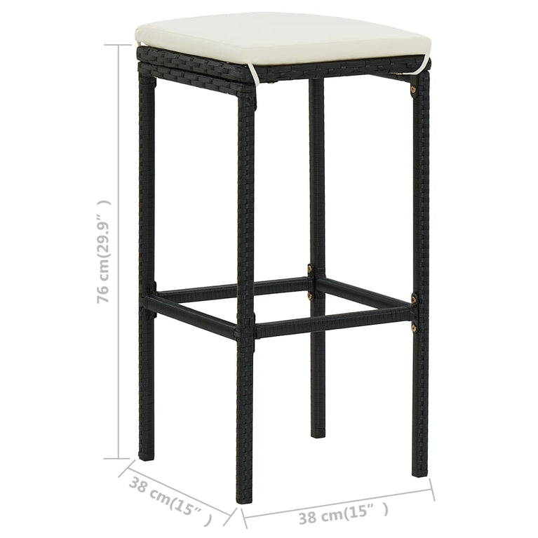 3-delige Barset poly rattan zwart MeubelReus