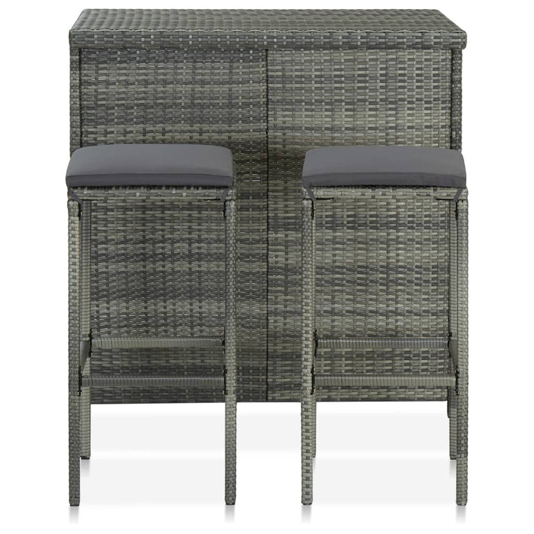 3-delige Barset poly rattan grijs MeubelReus