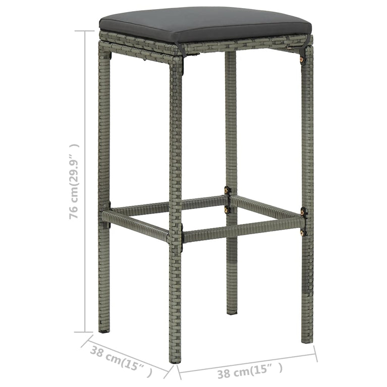 3-delige Barset poly rattan grijs MeubelReus