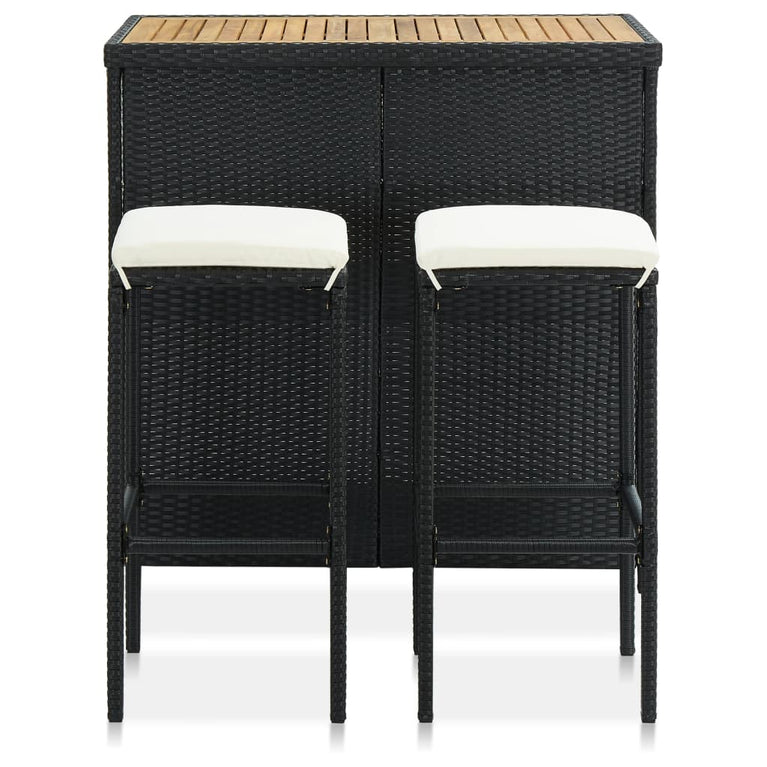 3-delige Barset poly rattan zwart MeubelReus