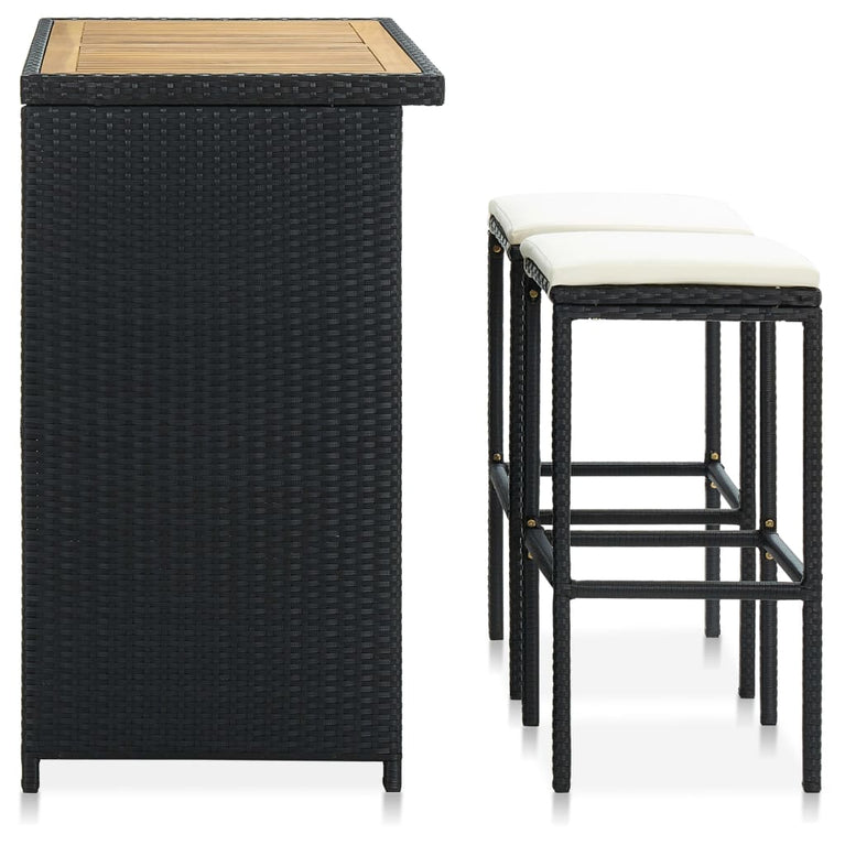 3-delige Barset poly rattan zwart MeubelReus