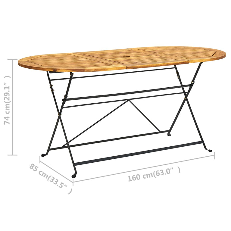 Tuintafel ovaal 160x85x74 cm massief acaciahout MeubelReus