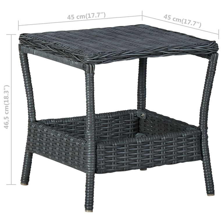Tuintafel 45x45x46,5 cm poly rattan donkergrijs MeubelReus