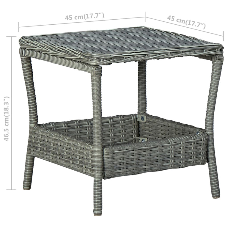 Tuintafel 45x45x46,5 cm poly rattan lichtgrijs MeubelReus