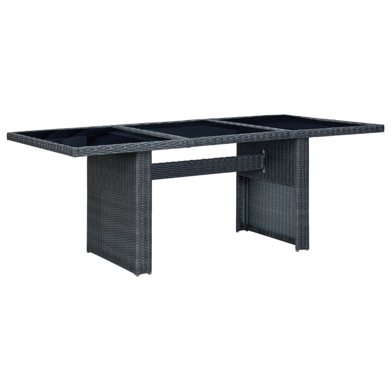 Tuintafel poly rattan en gehard glas donkergrijs MeubelReus