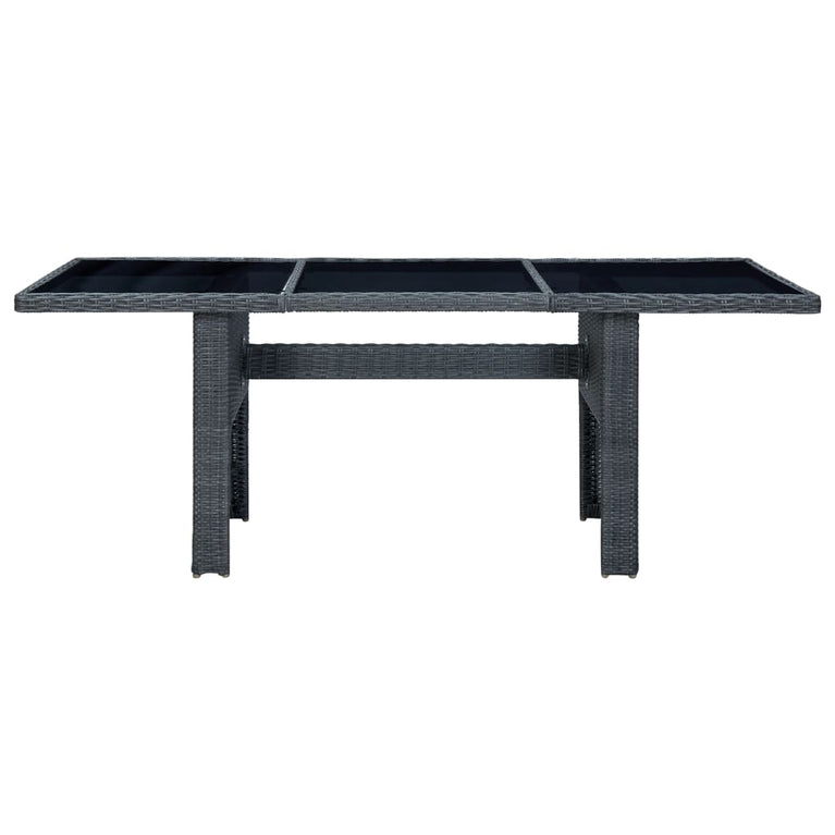 Tuintafel poly rattan en gehard glas donkergrijs MeubelReus