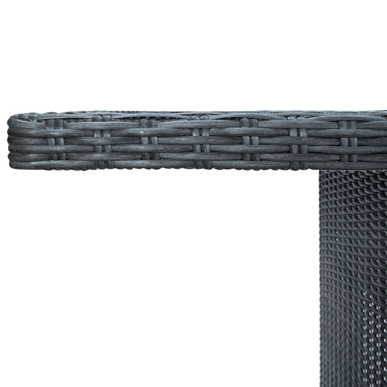 Tuintafel poly rattan en gehard glas donkergrijs MeubelReus