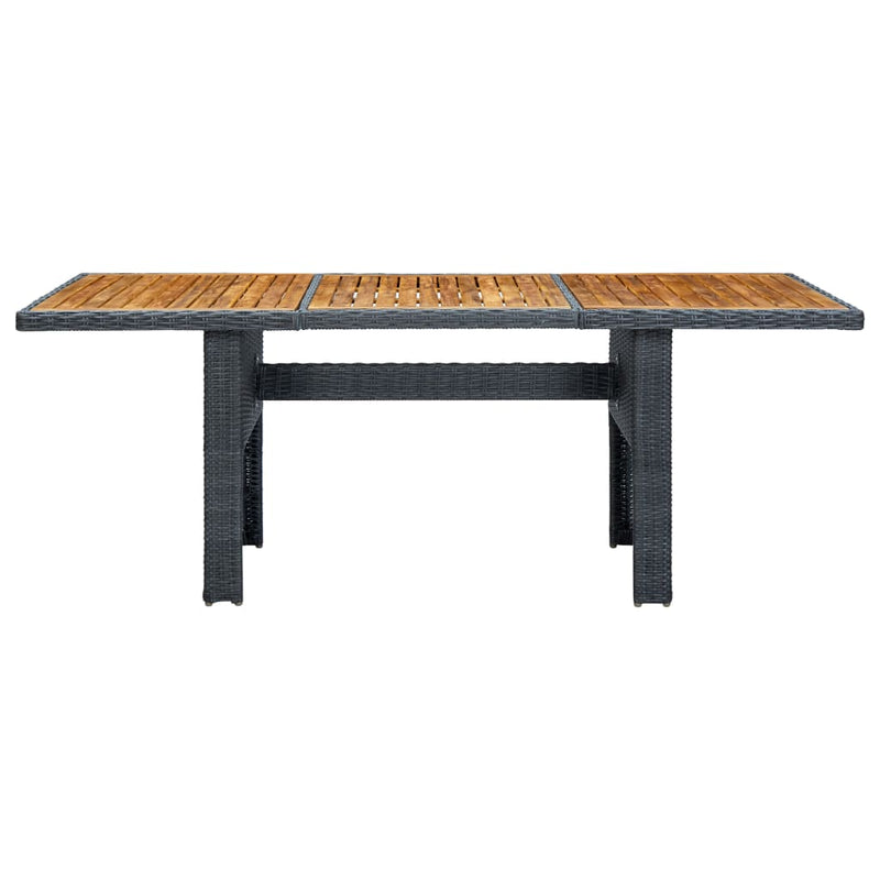 Tuintafel poly rattan en massief acaciahout donkergrijs MeubelReus