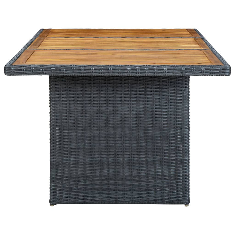 Tuintafel poly rattan en massief acaciahout donkergrijs MeubelReus