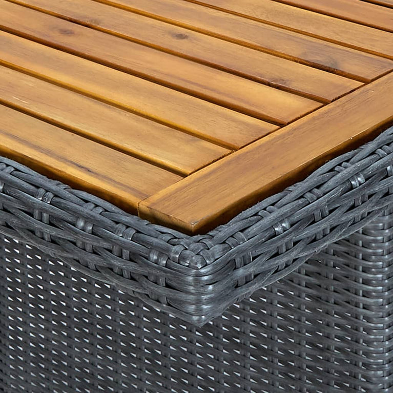 Tuintafel poly rattan en massief acaciahout donkergrijs MeubelReus