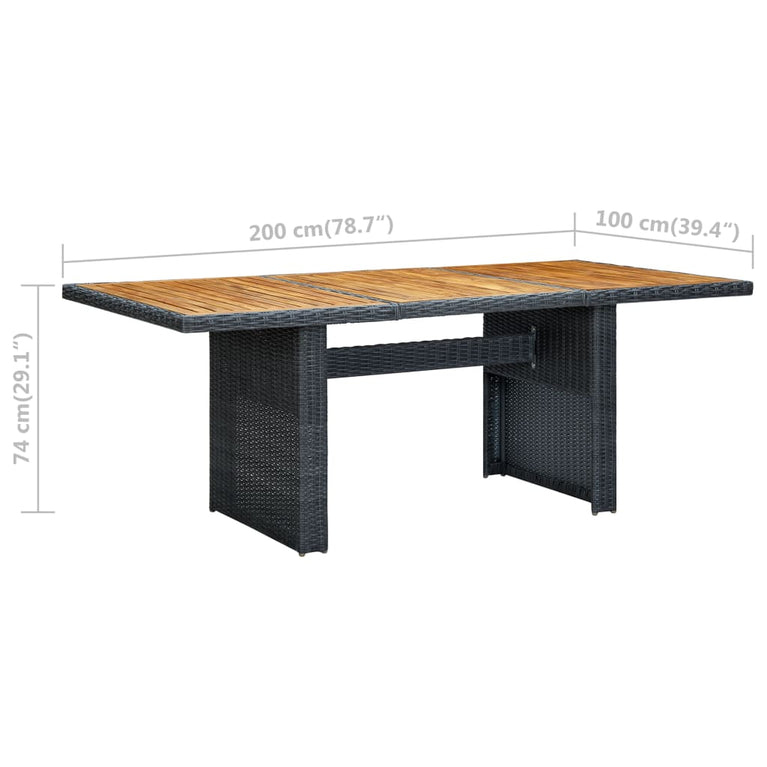 Tuintafel poly rattan en massief acaciahout donkergrijs MeubelReus