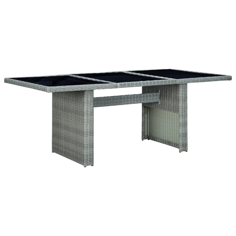 Tuintafel poly rattan en gehard glas lichtgrijs MeubelReus