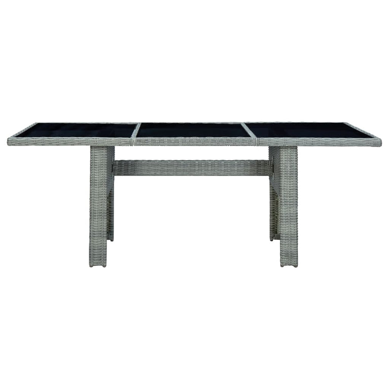Tuintafel poly rattan en gehard glas lichtgrijs MeubelReus