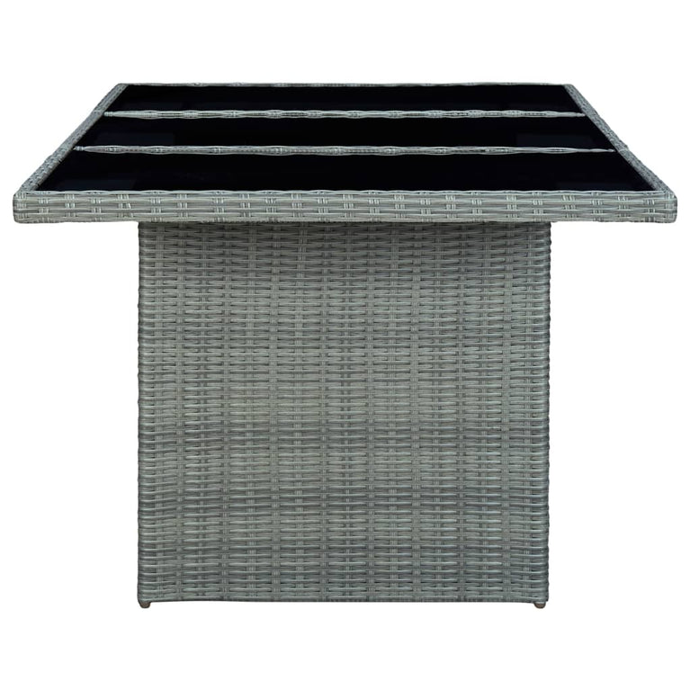 Tuintafel poly rattan en gehard glas lichtgrijs MeubelReus