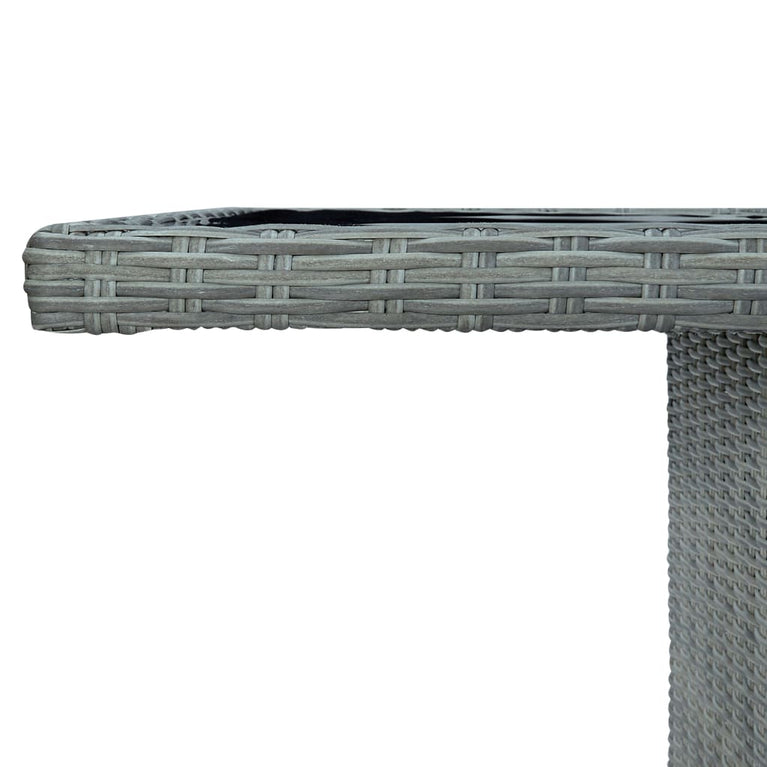 Tuintafel poly rattan en gehard glas lichtgrijs MeubelReus