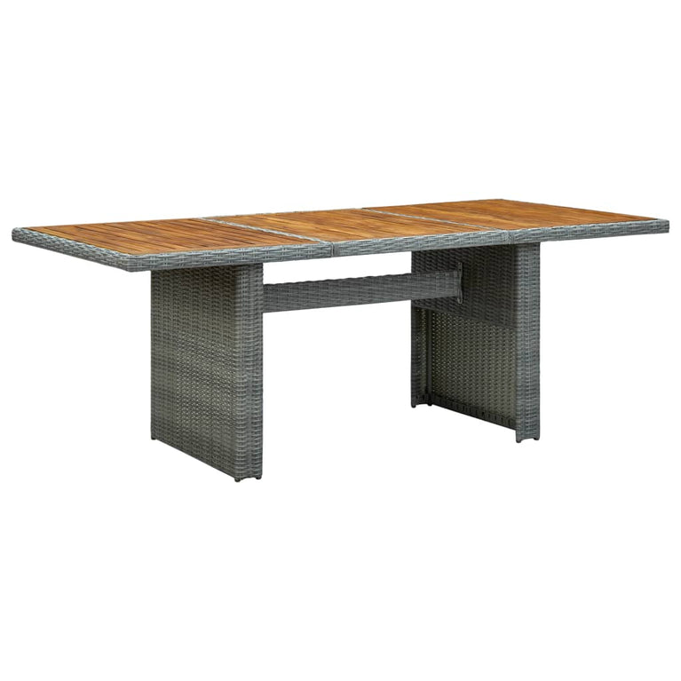 Tuintafel poly rattan en massief acaciahout lichtgrijs MeubelReus