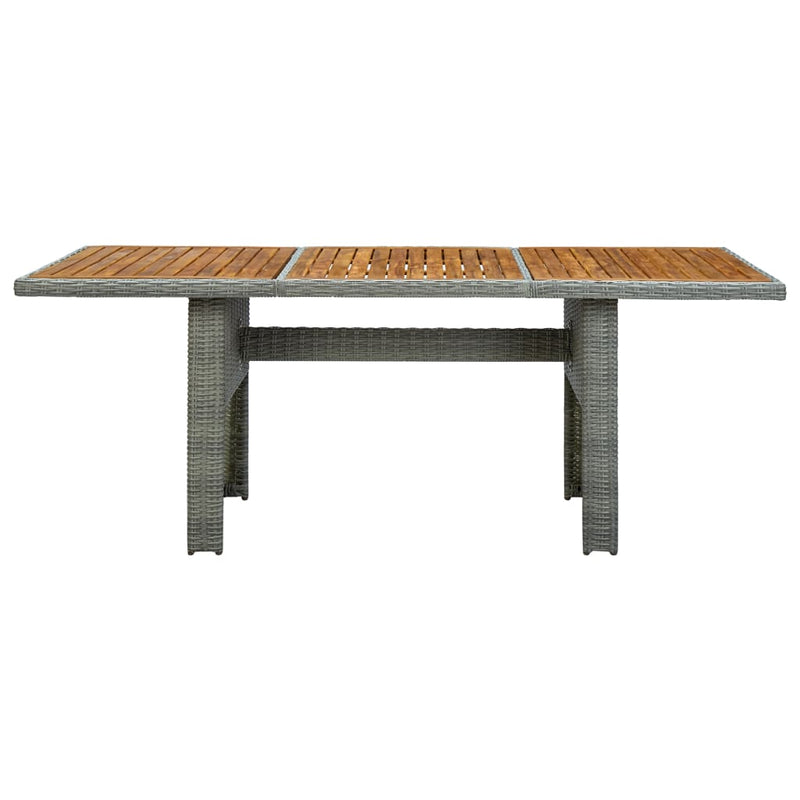 Tuintafel poly rattan en massief acaciahout lichtgrijs MeubelReus