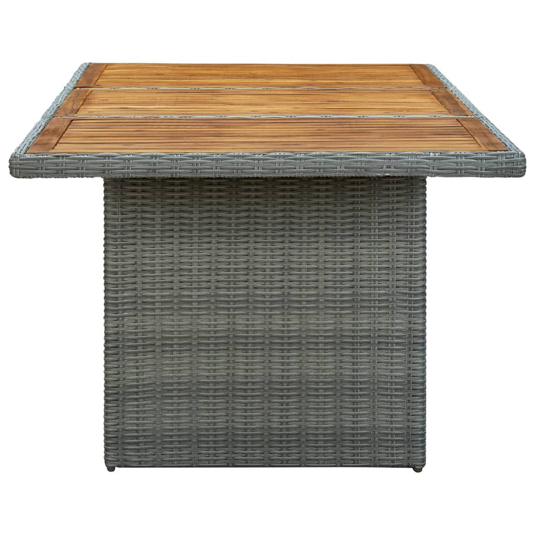 Tuintafel poly rattan en massief acaciahout lichtgrijs MeubelReus
