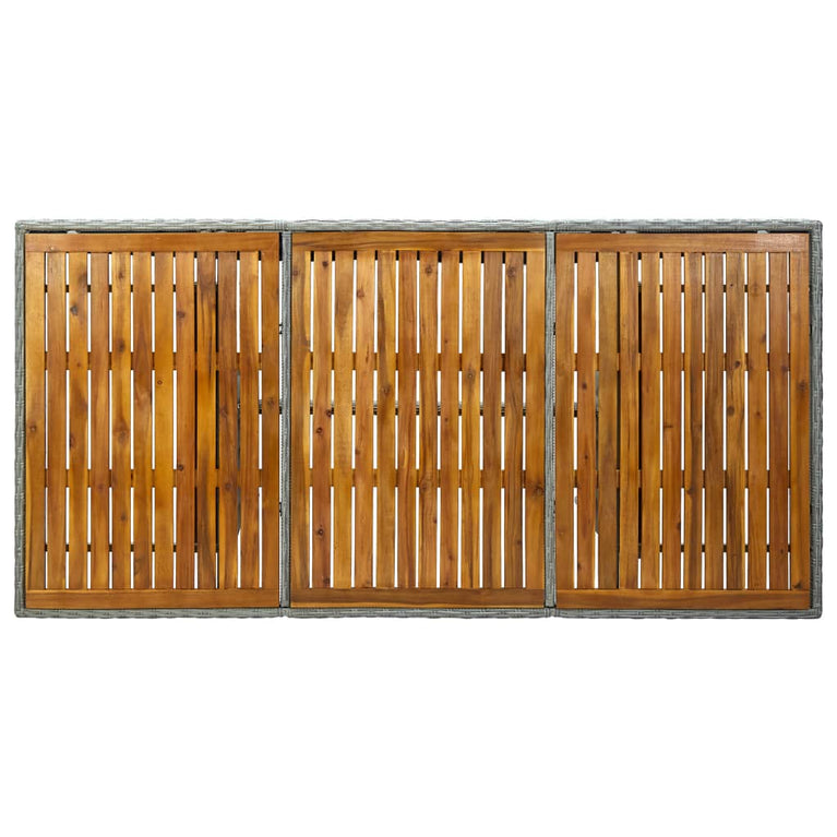 Tuintafel poly rattan en massief acaciahout lichtgrijs MeubelReus