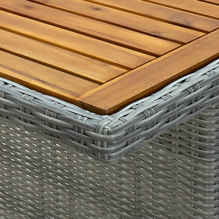Tuintafel poly rattan en massief acaciahout lichtgrijs MeubelReus