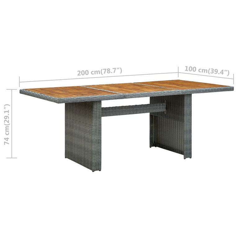 Tuintafel poly rattan en massief acaciahout lichtgrijs MeubelReus
