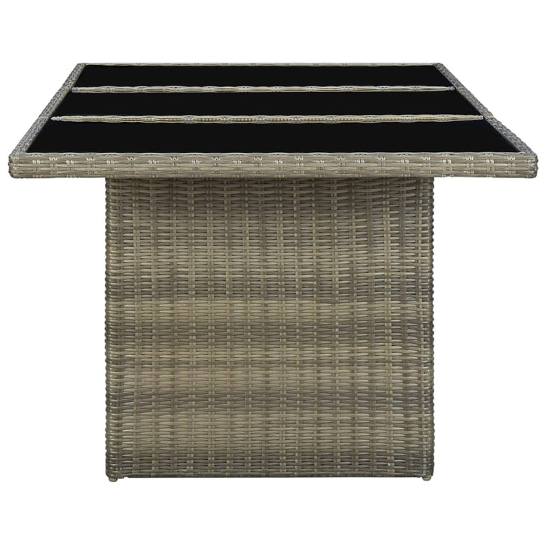 Tuintafel poly rattan en gehard glas bruin MeubelReus