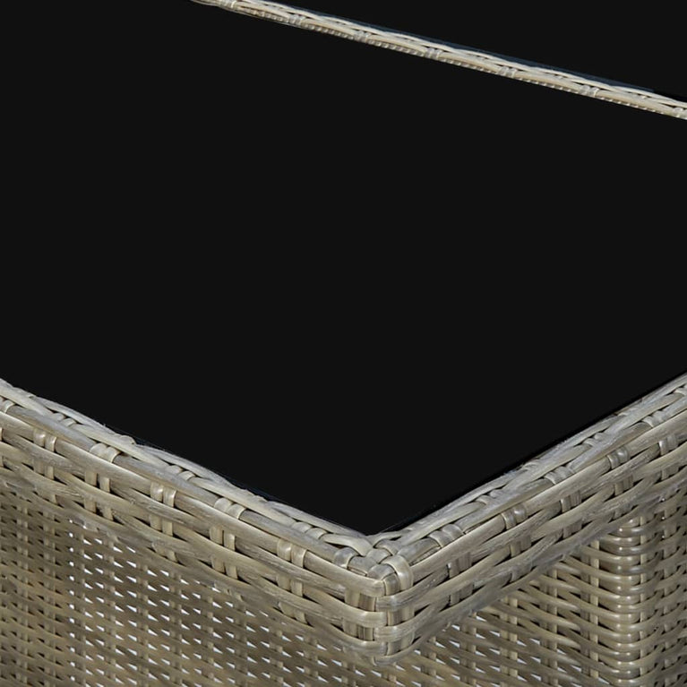 Tuintafel poly rattan en gehard glas bruin MeubelReus