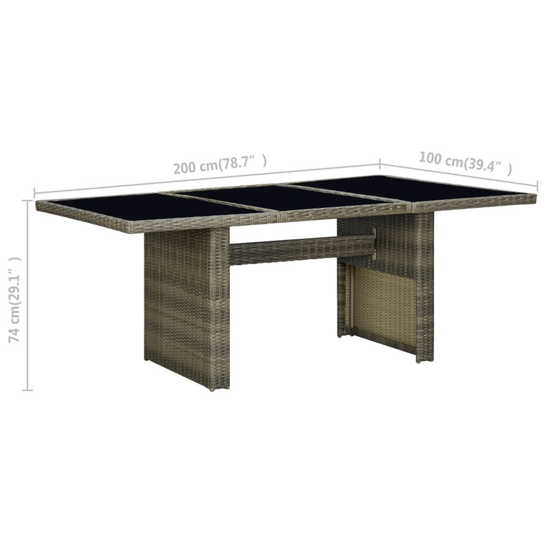 Tuintafel poly rattan en gehard glas bruin MeubelReus
