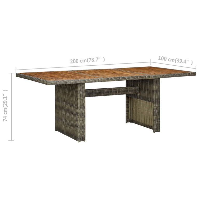 Tuintafel poly rattan en massief acaciahout bruin MeubelReus