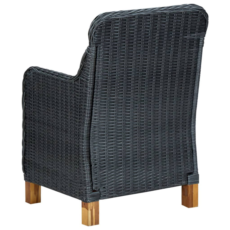 Tuinstoelen 2 st met kussens poly rattan donkergrijs MeubelReus