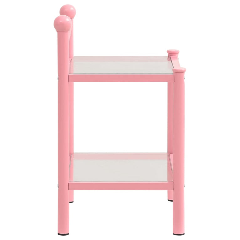 Nachtkastjes 2 st metaal en glas roze en transparant MeubelReus