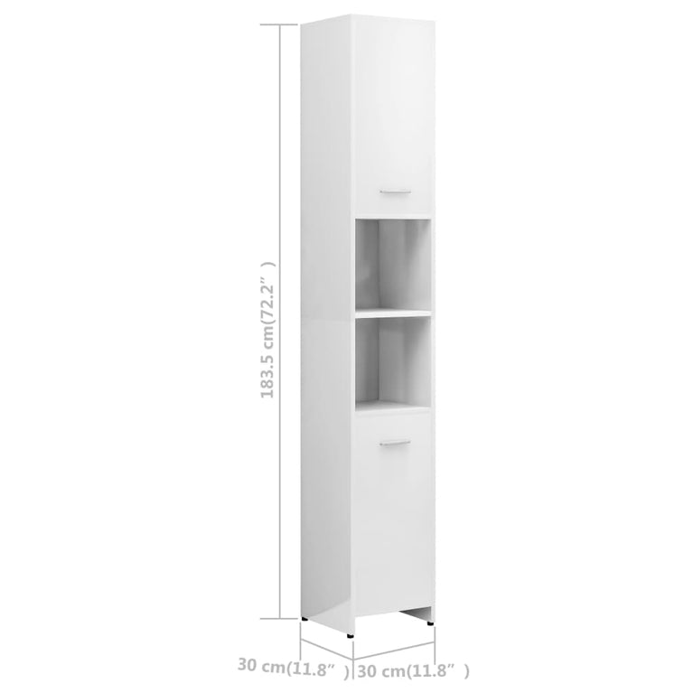 4-delige Badkamermeubelset spaanplaat hoogglans wit