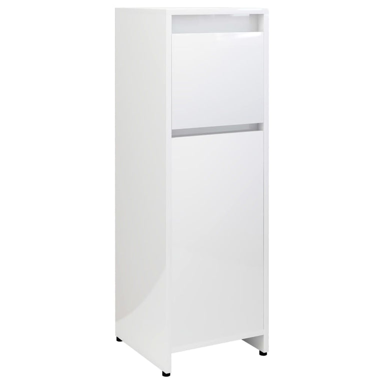 4-delige Badkamermeubelset spaanplaat hoogglans wit