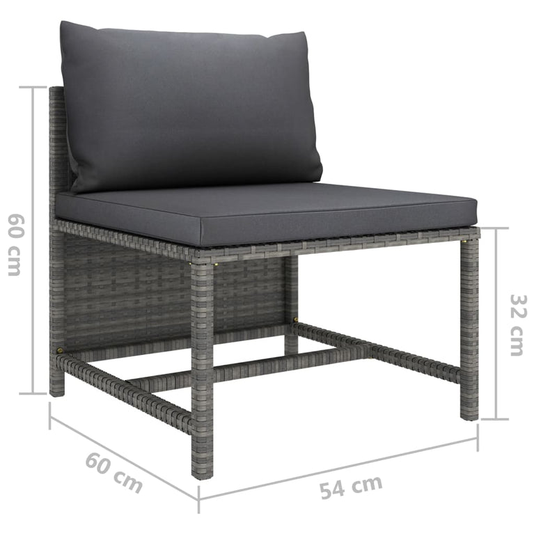 3-delige Loungeset met kussens poly rattan grijs MeubelReus