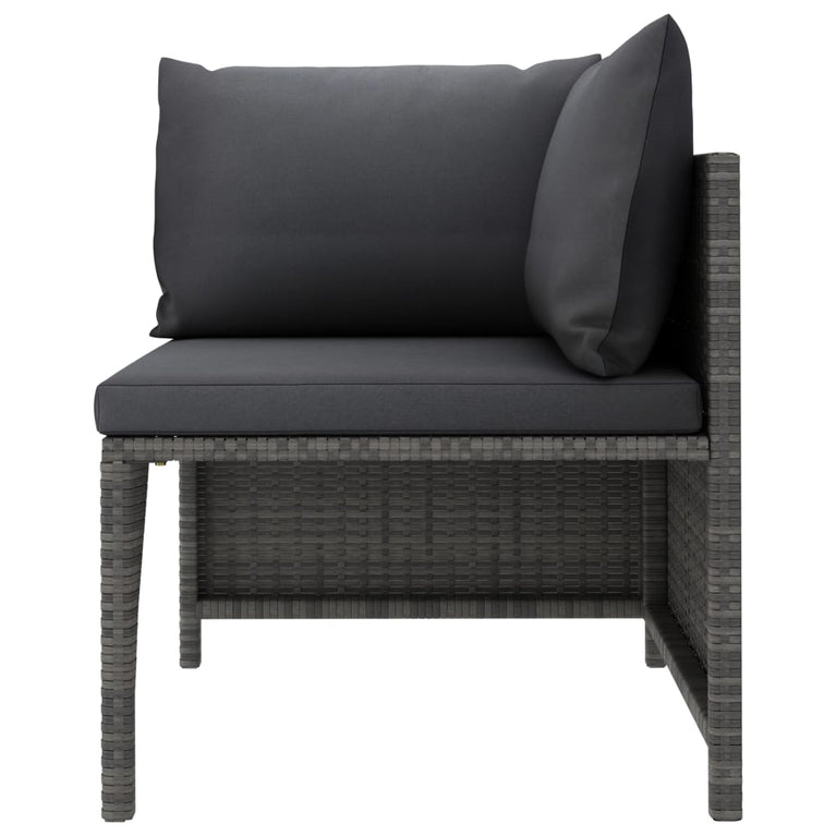 3-delige Loungeset met kussens poly rattan grijs MeubelReus