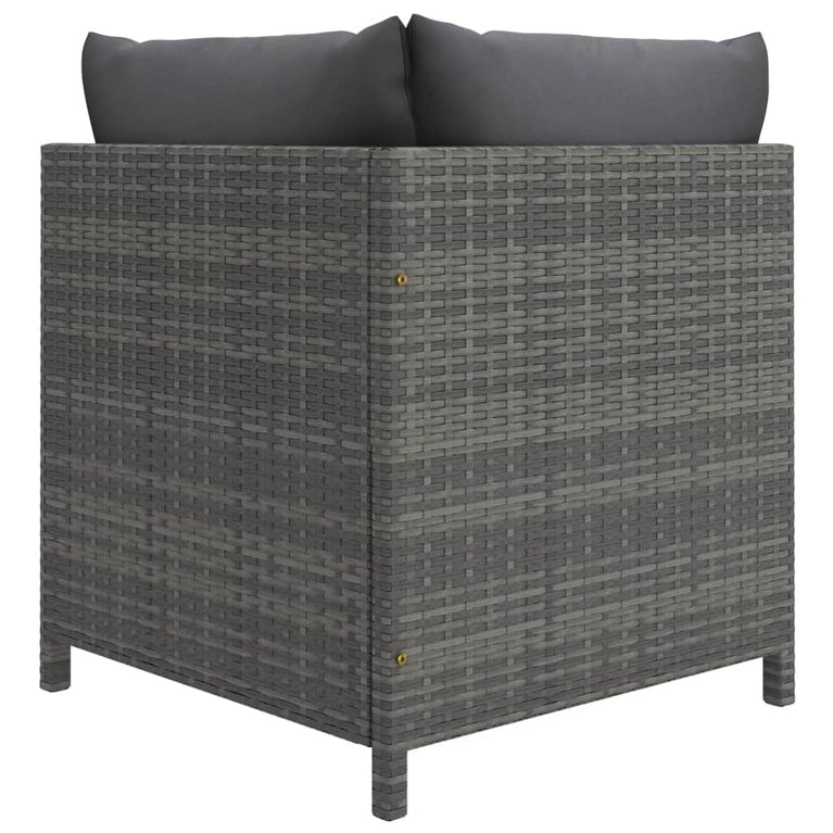 3-delige Loungeset met kussens poly rattan grijs MeubelReus