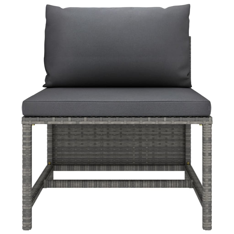 3-delige Loungeset met kussens poly rattan grijs MeubelReus