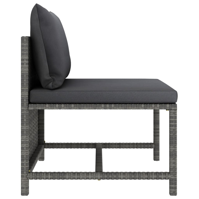 3-delige Loungeset met kussens poly rattan grijs MeubelReus
