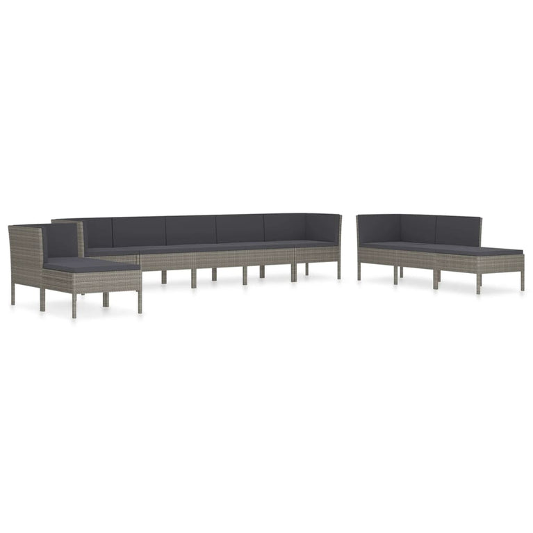 10-delige Loungeset met kussens poly rattan grijs MeubelReus