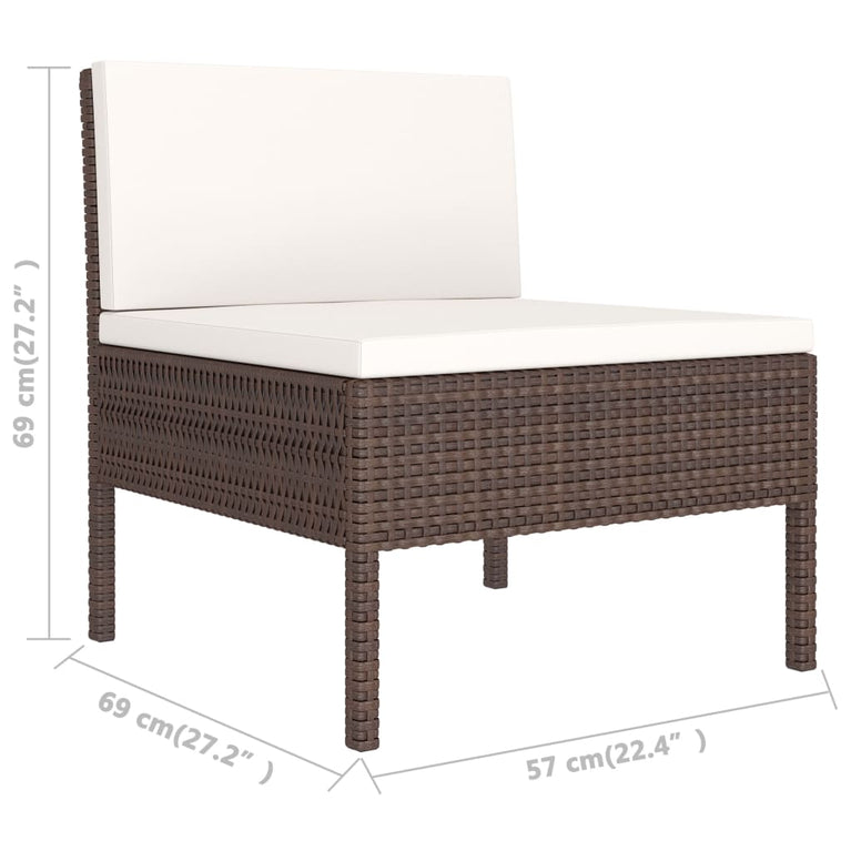 6-delige Loungeset met kussens poly rattan bruin MeubelReus