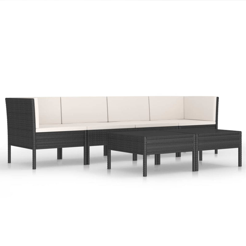 6-delige Loungeset met kussens poly rattan zwart MeubelReus