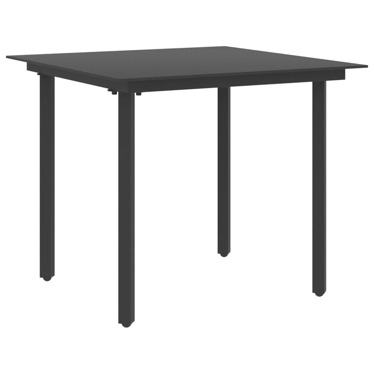Tuintafel 80x80x74 cm staal en glas zwart MeubelReus