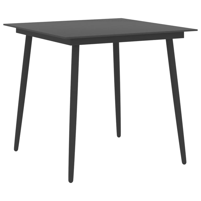 Tuintafel 80x80x74 cm staal en glas zwart MeubelReus